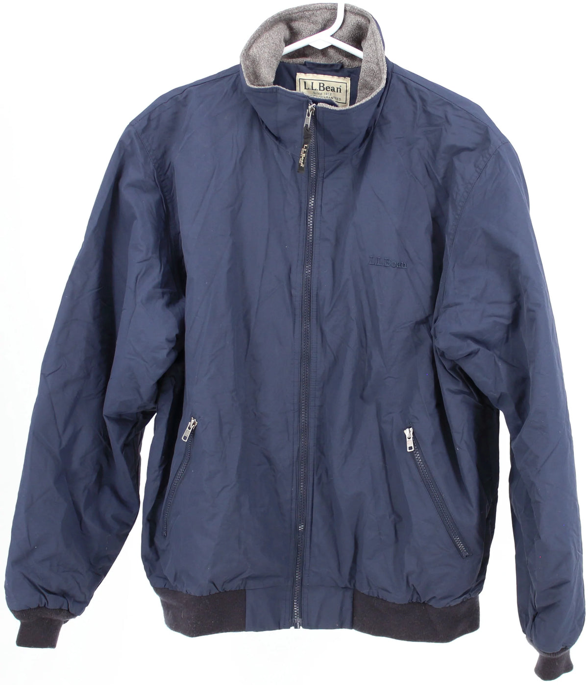 L.L.Bean Navy Blue Nylon Jacket With Fleece Lining