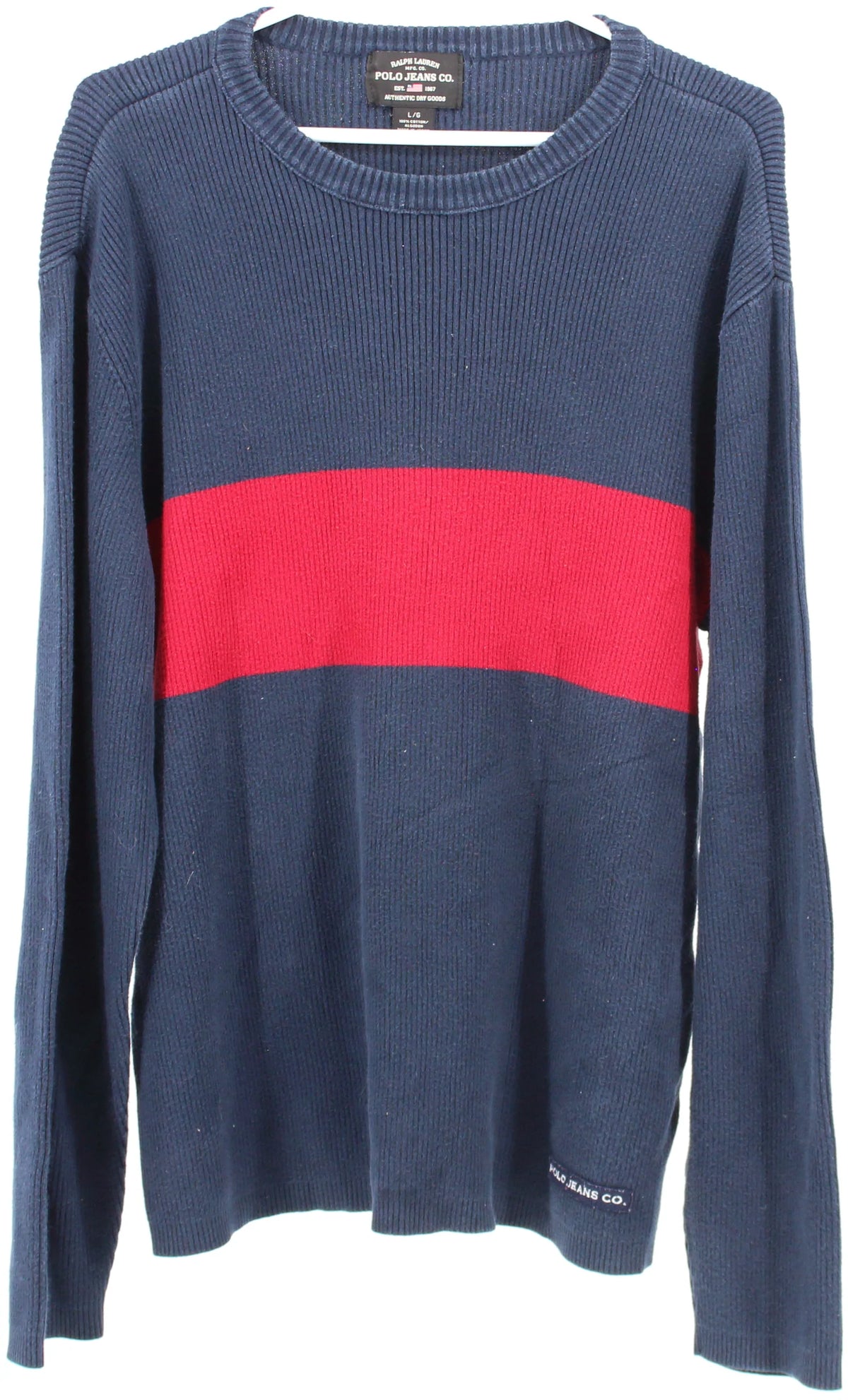 Ralph Lauren Polo Jeans Co. Navy Blue and Red Sweater