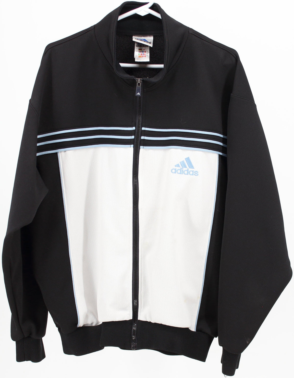 Adidas Black and White With Blue Logo Jacket