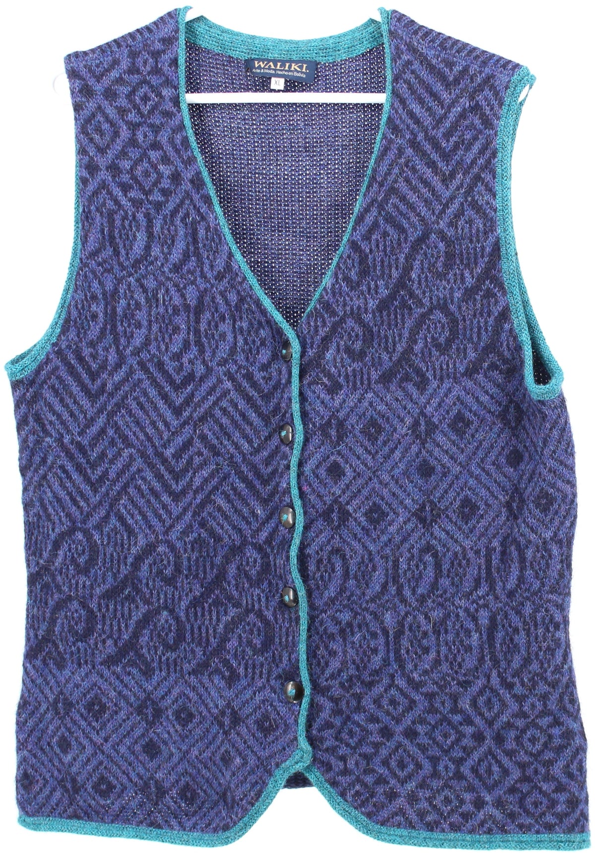Waliki Blue Jacquard Knit Vest