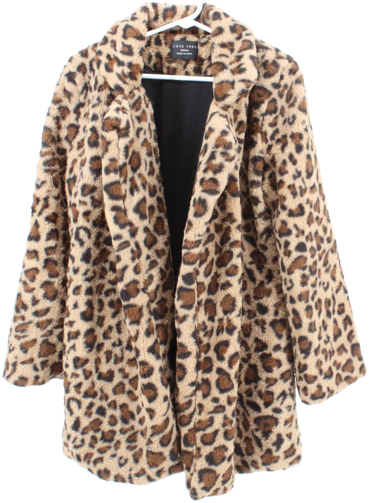 Love Tree Cheetah Print Faux Fur Coat