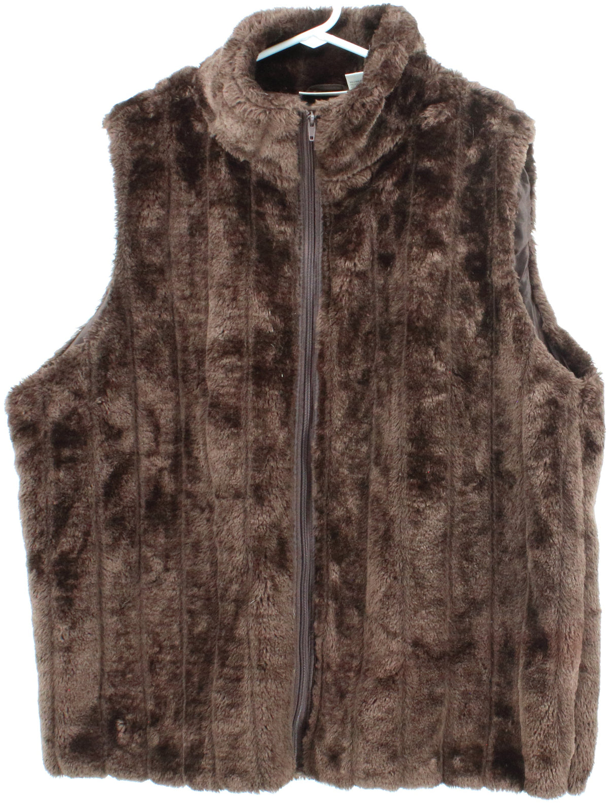 Collections Etc. Brown Faux Fur Vest