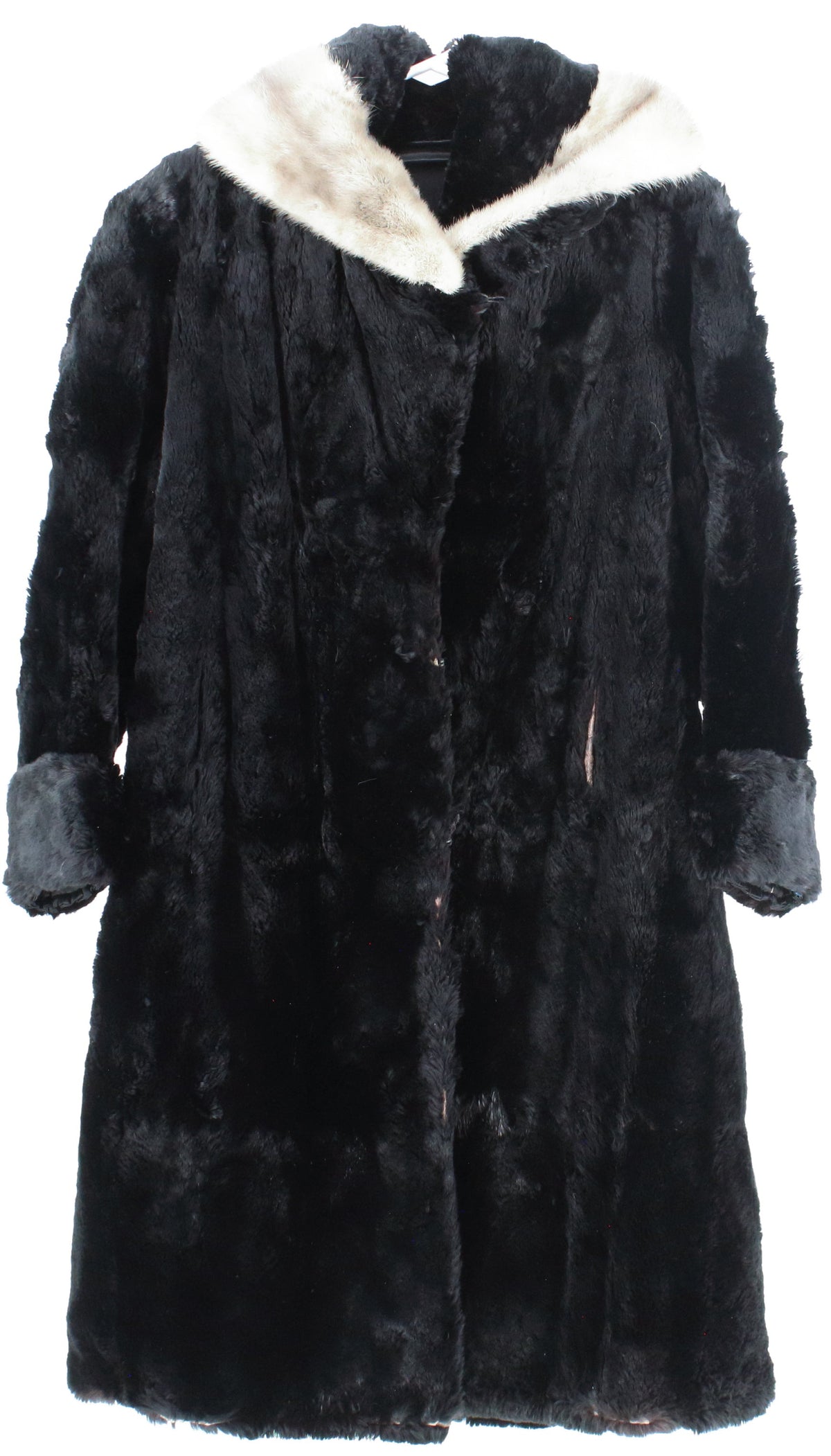 Black Long Hooded Fur Coat