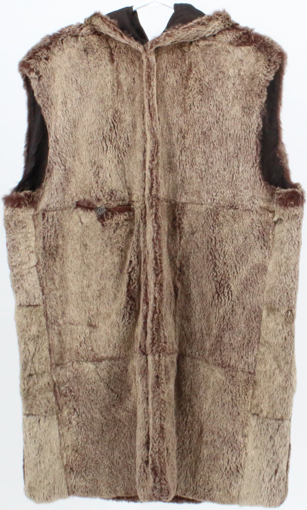 Brown Hooded Fur Vest