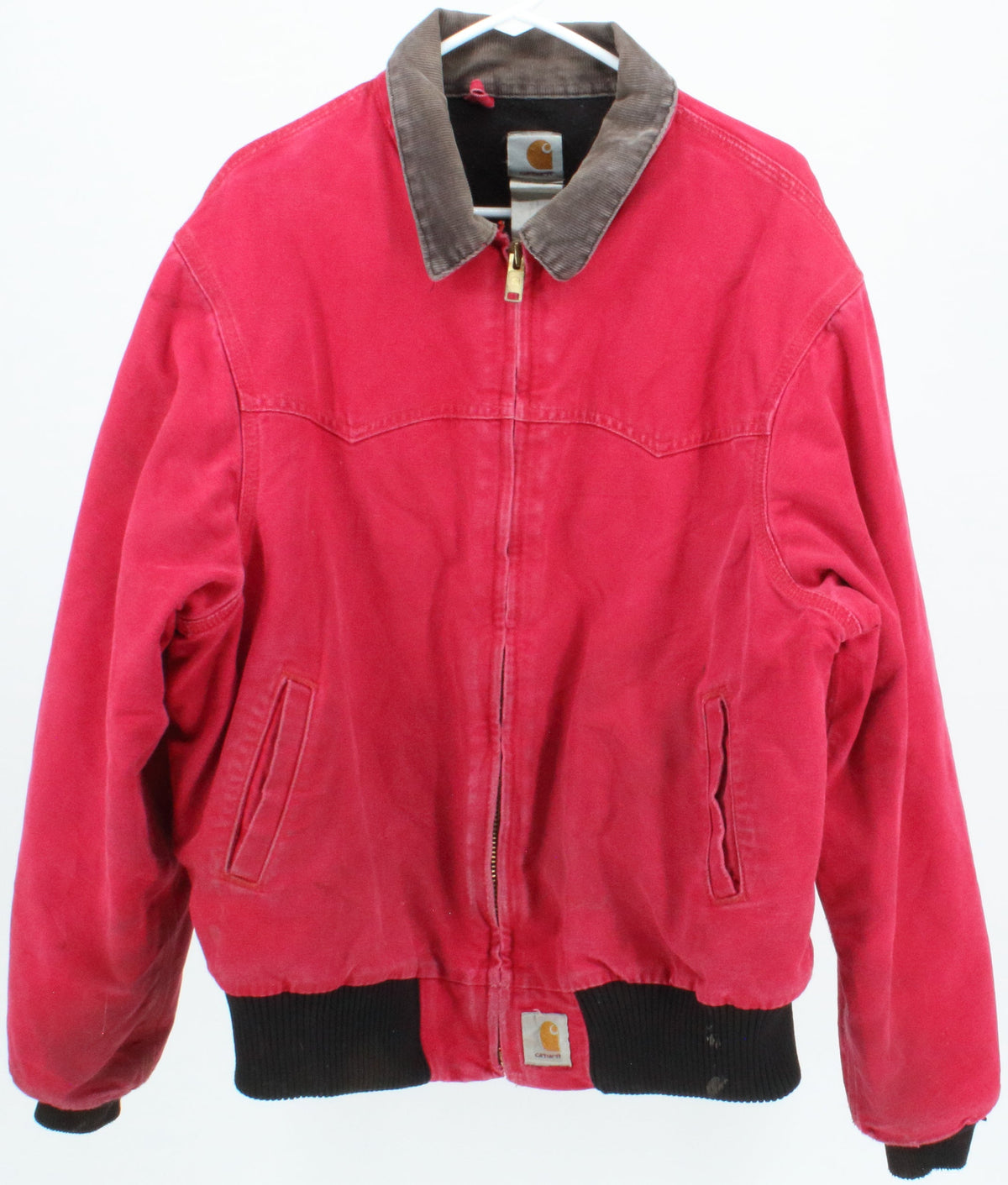 Carhartt Red Bomber Jacket With Brown Corduroy Collar