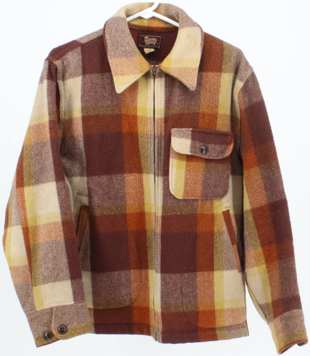 Woolrich Brown and Yellow Plaid Wool Shacket