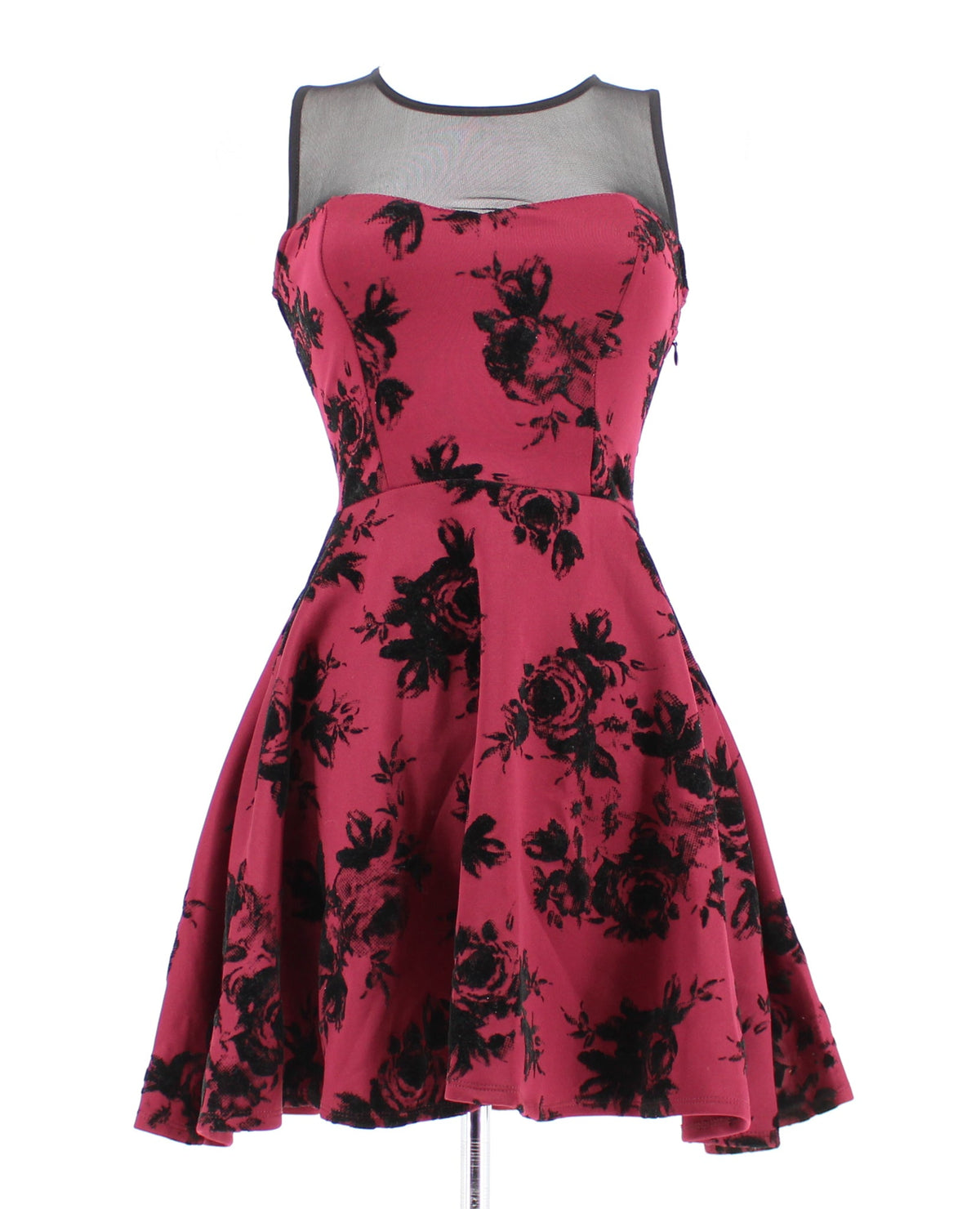 Trixxi-Floral A-line Dress with Florals and Mesh