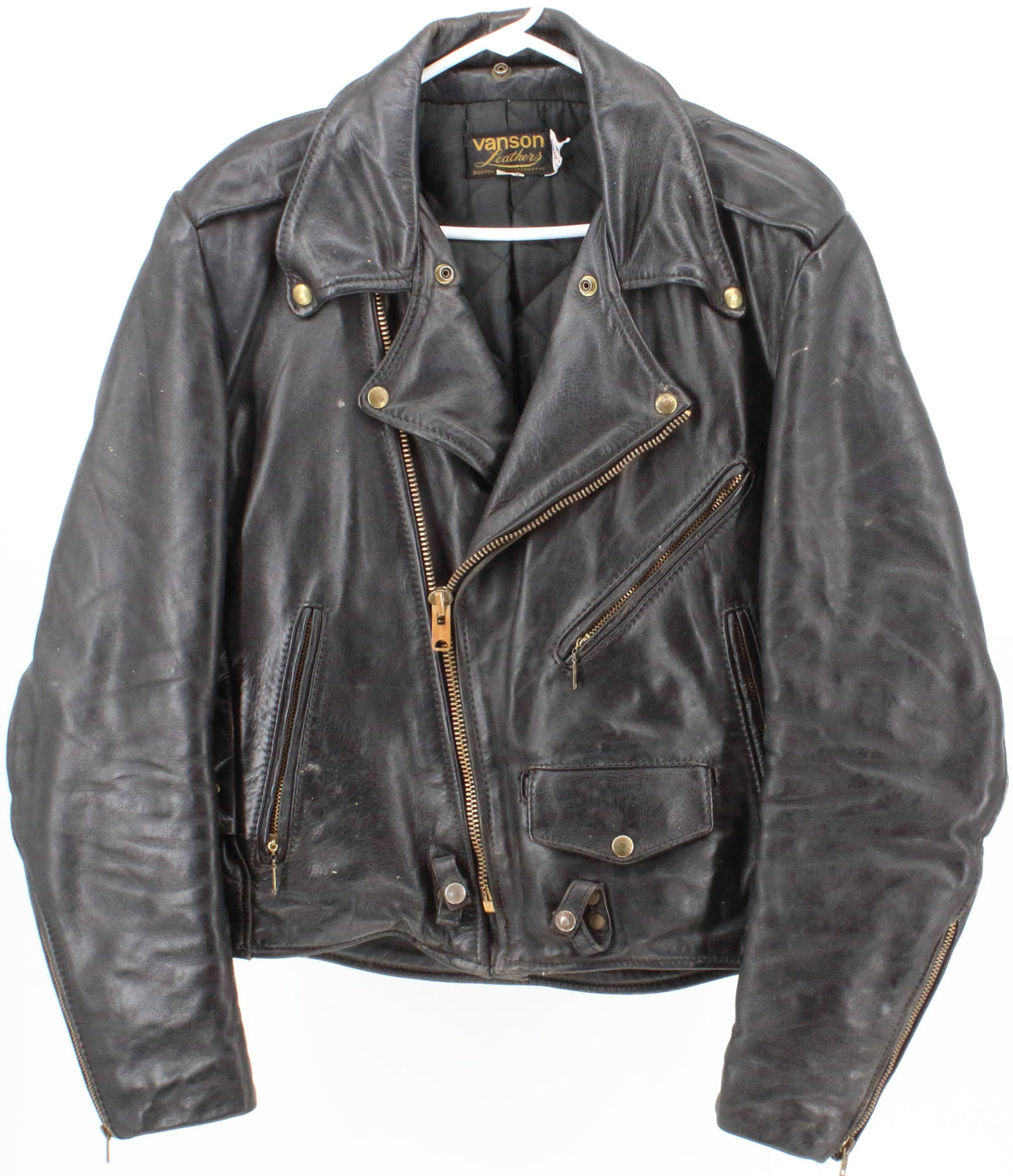 Vanson Leathers Black Biker Leather Jacket With Side Lashing