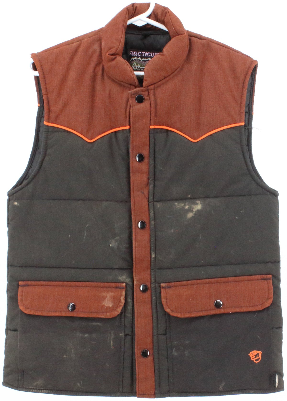 Arcticwear Black and Brown Puffer Vest