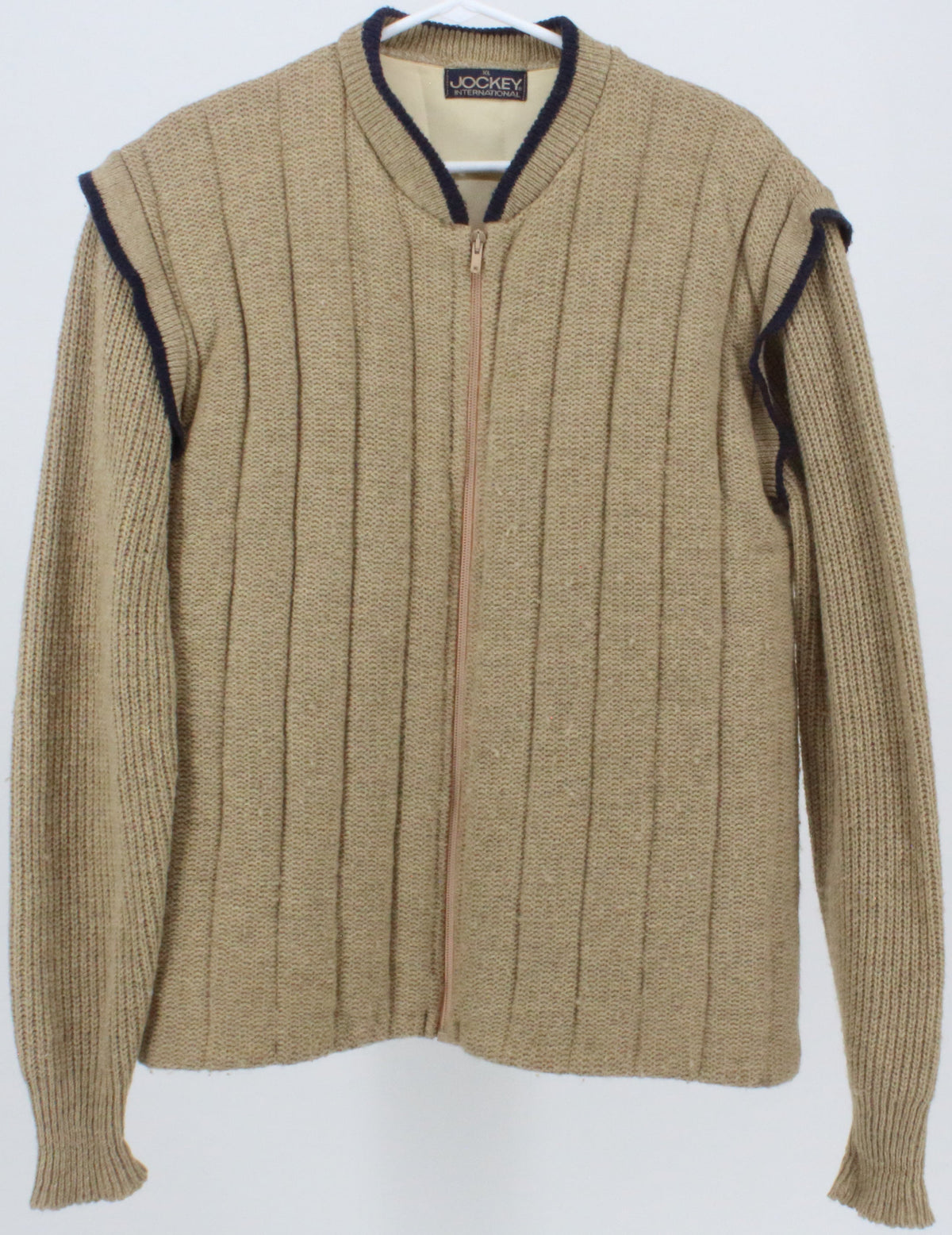 Jockey International Full Zip Beige Sweater