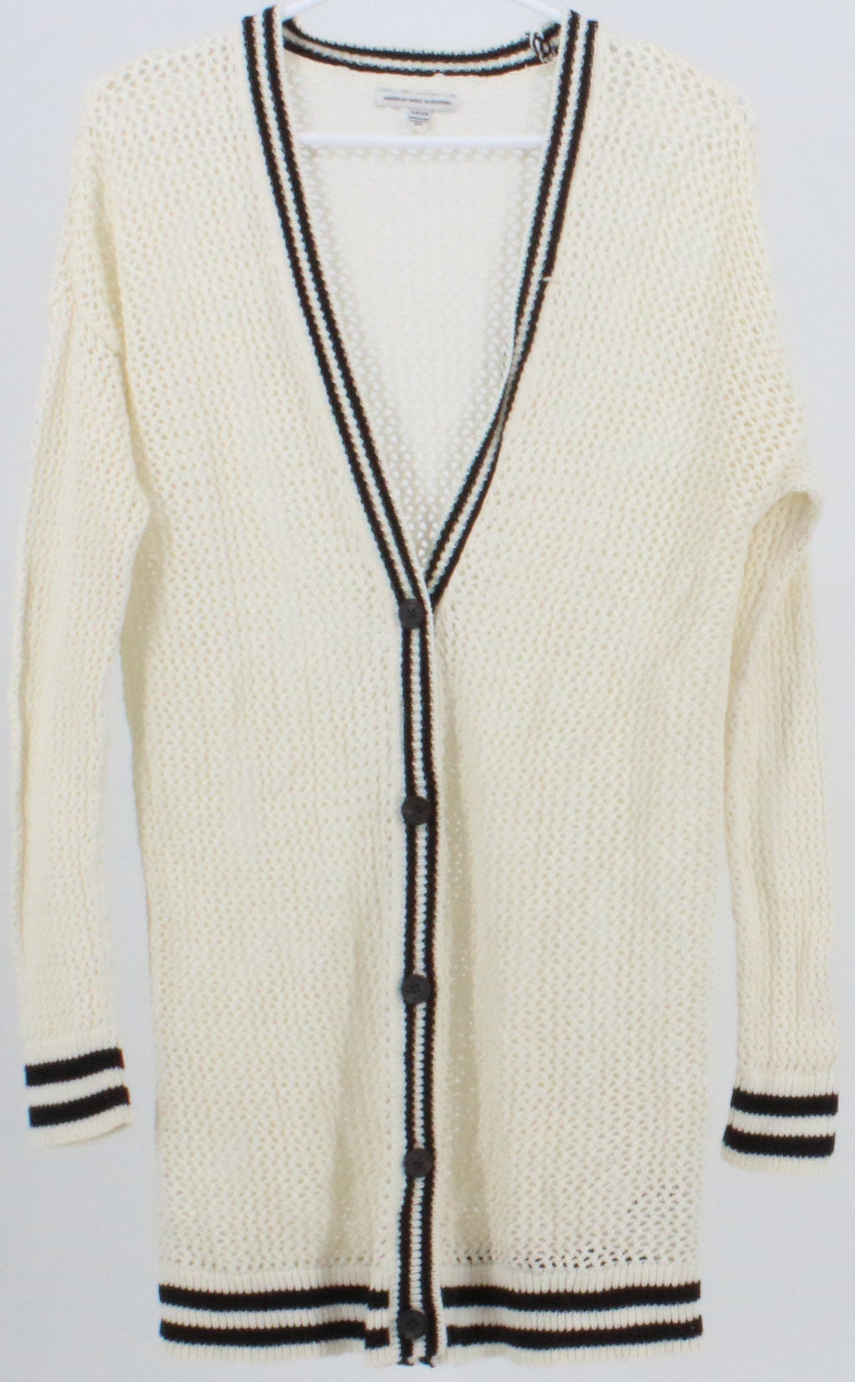 American Eagle Outfitters Off White and Black Long Cardigan