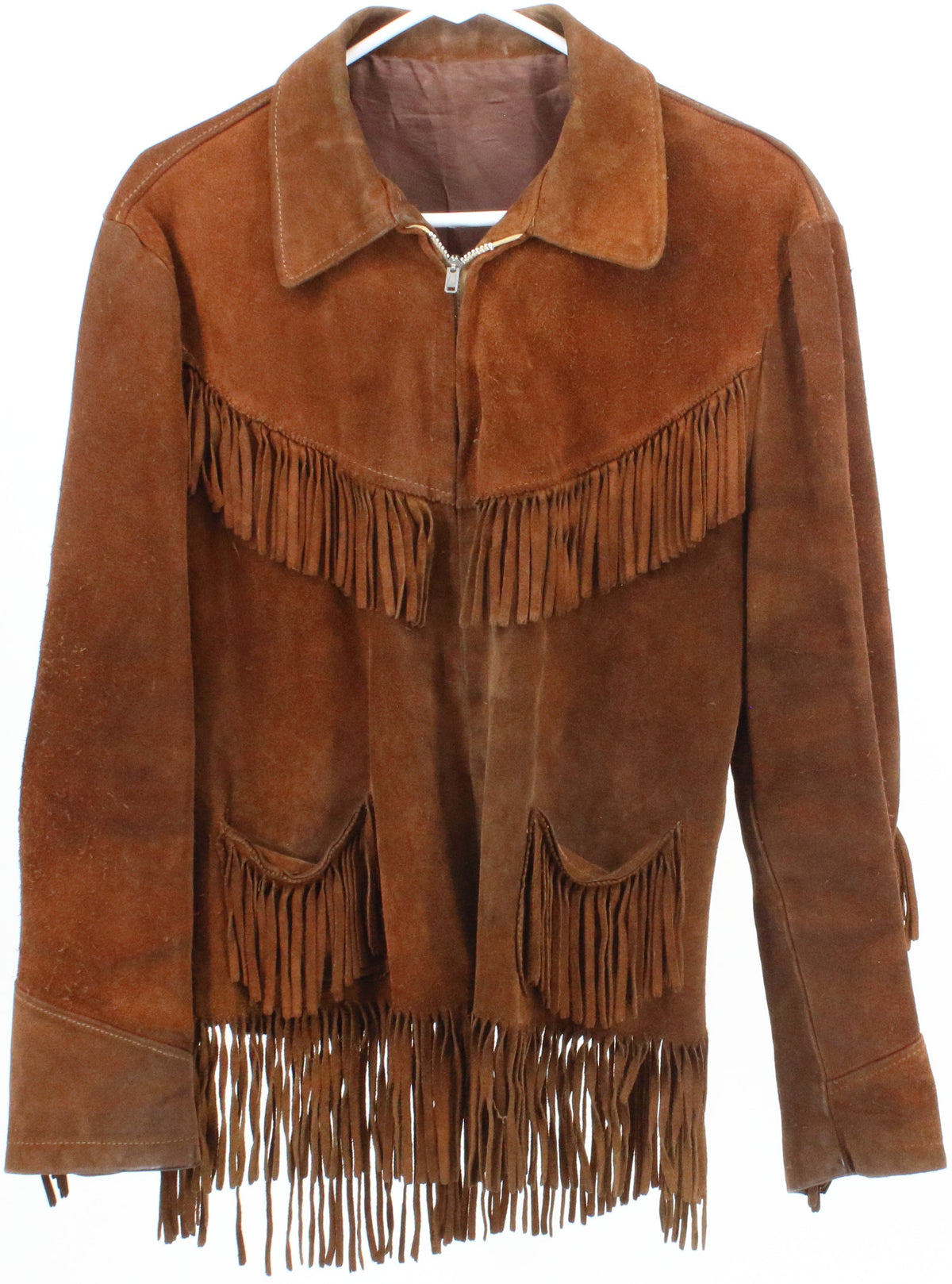 Brown Leather Jacket With Fringes