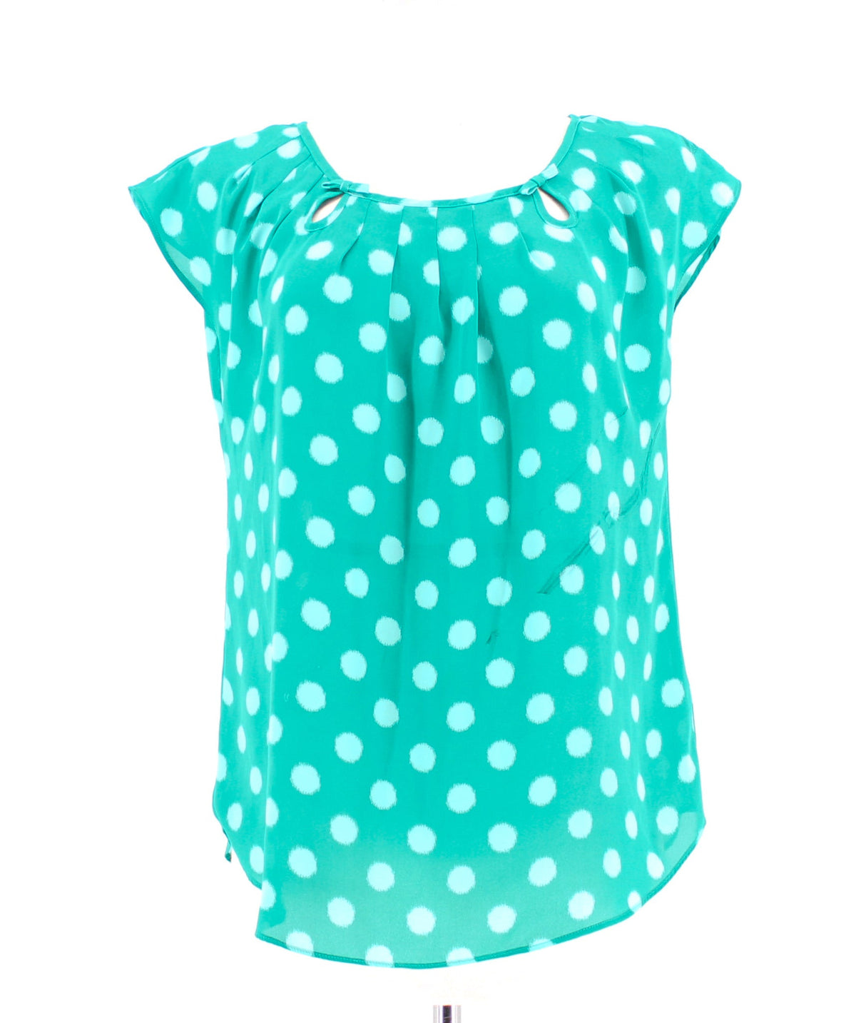 Lauren Conrad Round Neck Polka Dot Cap Sleeved Blouse