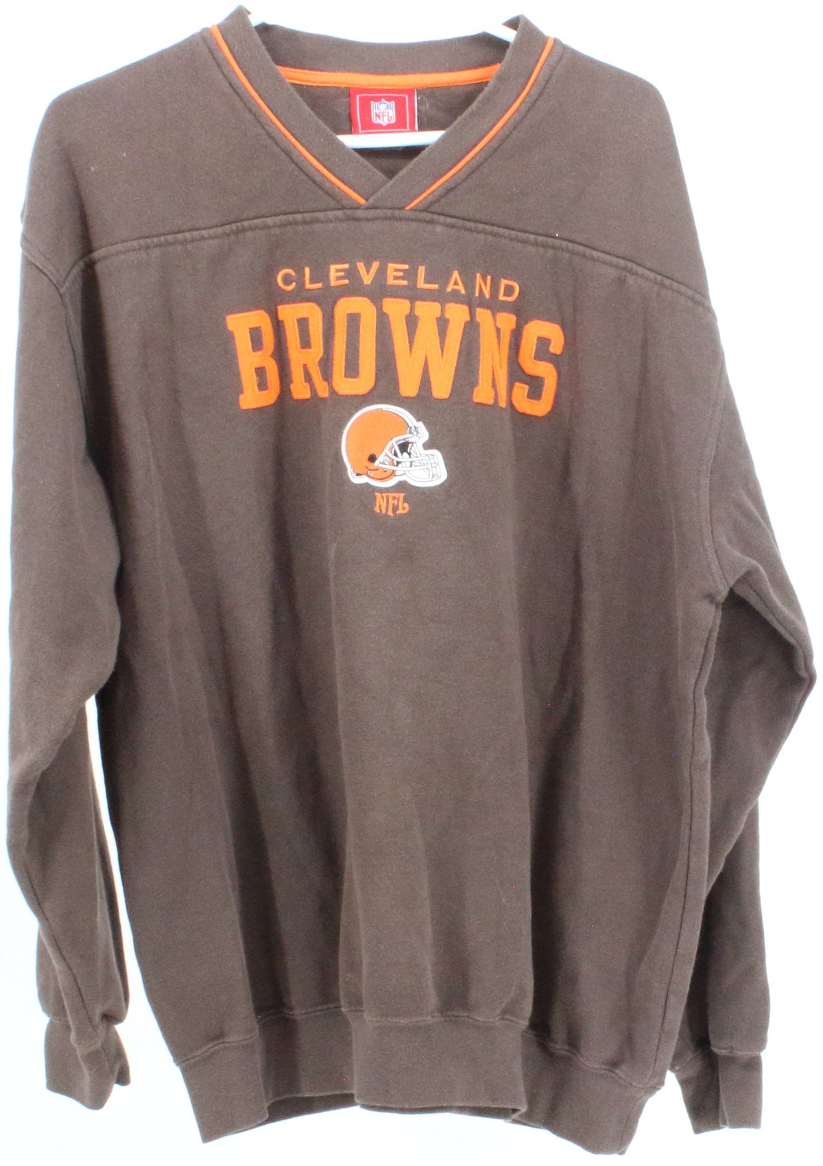 NFL Cleveland Browns Brown and Orange V Neck Sweatshirt