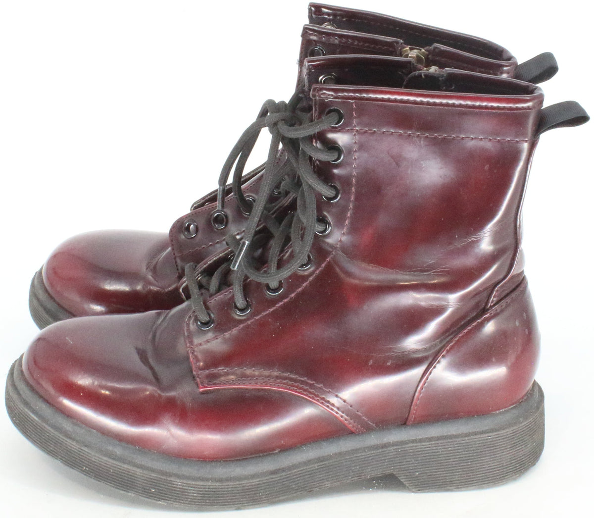 Burgundy Synthetic Leather Boots