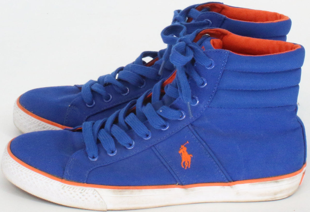 Polo Ralph Lauren Royal Blue and Orange High Top Sneakers