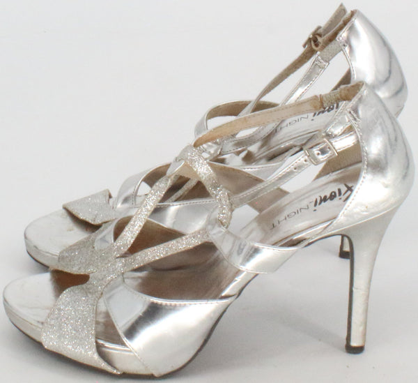 Shop Fioni Night Silver and Glitter High Heels Sandals Thriftezee