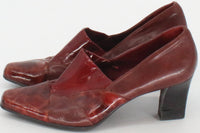 Load image into Gallery viewer, Franco Sarto Burgundy Croco Leather and Varnish High Heels
