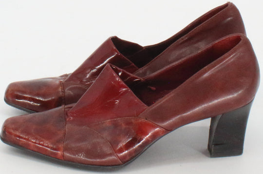 Franco Sarto Burgundy Croco Leather and Varnish High Heels