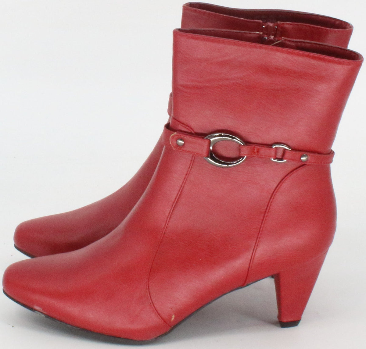 Boston Design Studio Red Low Heel Mid Calf Boots