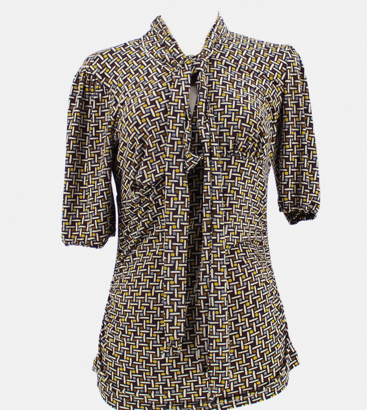 New York Company V-neck Front Tie Short Sleeved Blouse with Empire Blouse