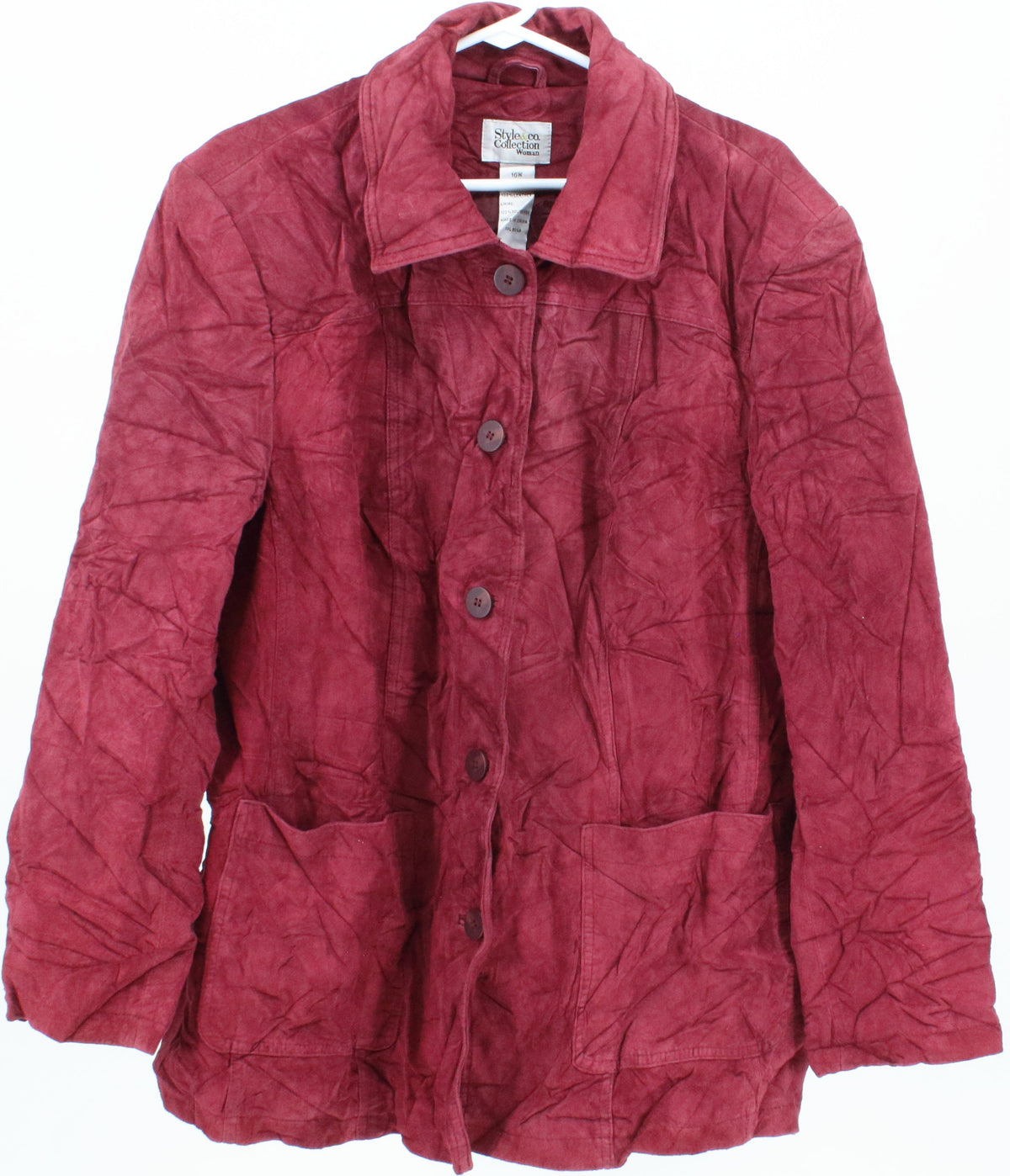 Style & Co. Collection Woman Burgundy Leather Jacket