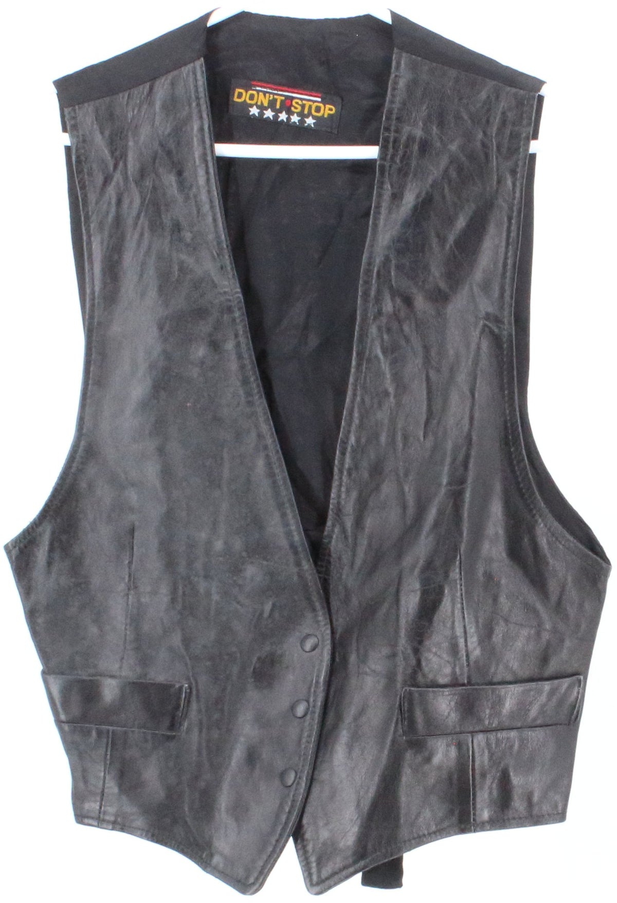 Don't Stop Black Vegan Leather Vest