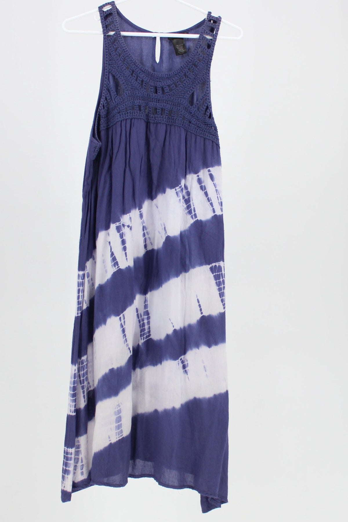 Rhea&Raina Flowy Tie Dye Dress with Crochet Neckline