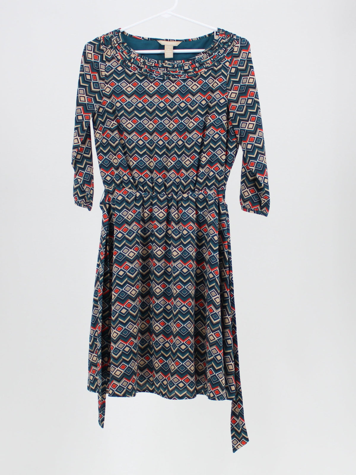 Banana Republic Wide Round Neck Patterned Dress with Belt