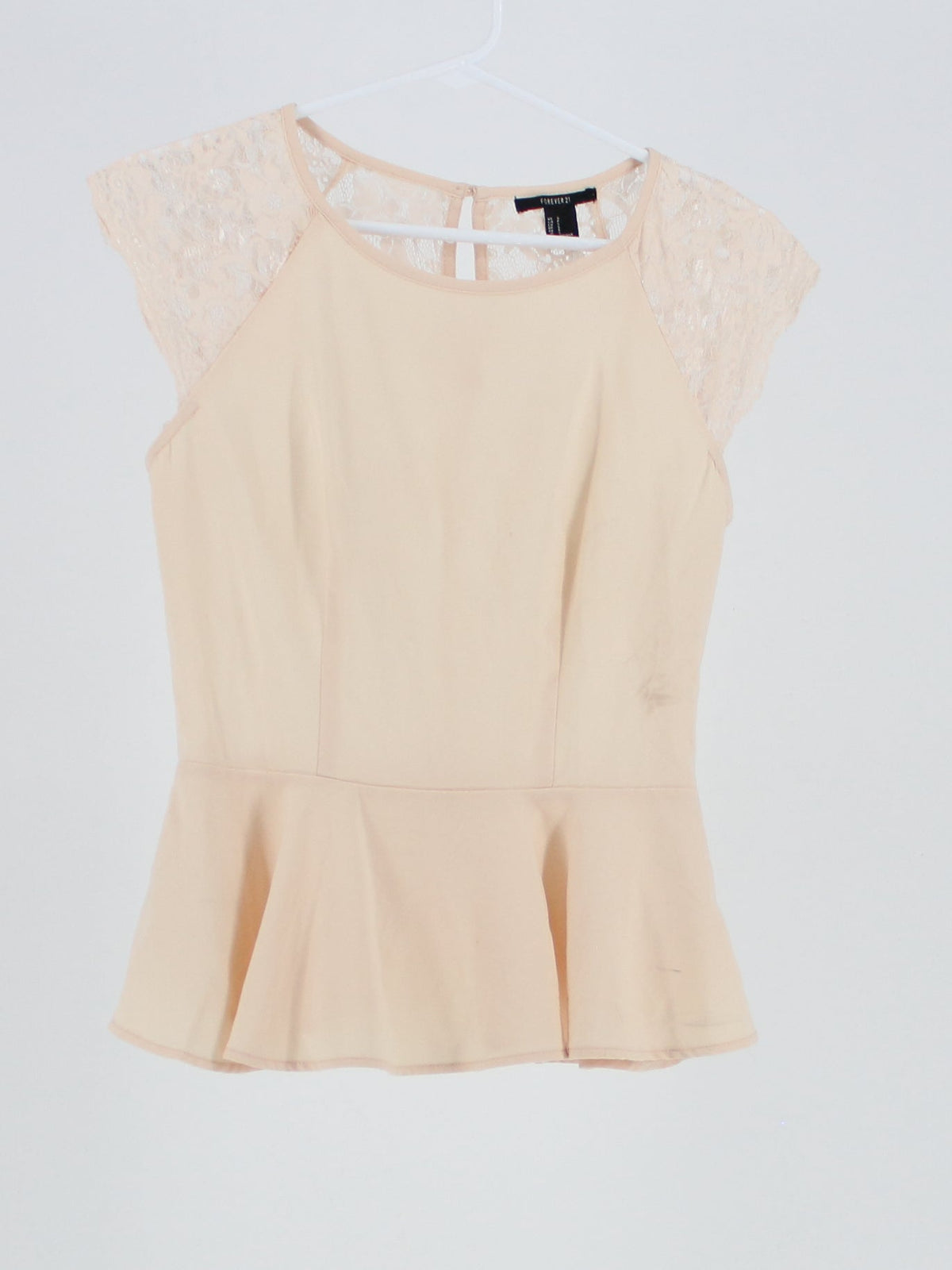 Forever 21 Cap Sleeved Peplum Top with Lace Back