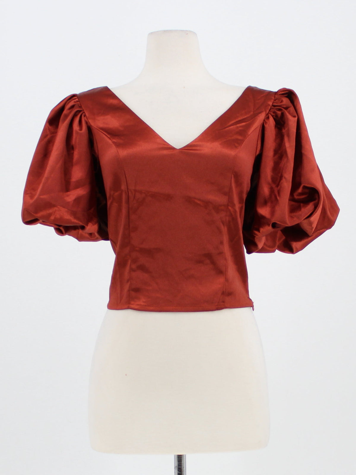 Milk&Honey Vneck Puff Sleeve Satin Crop Top