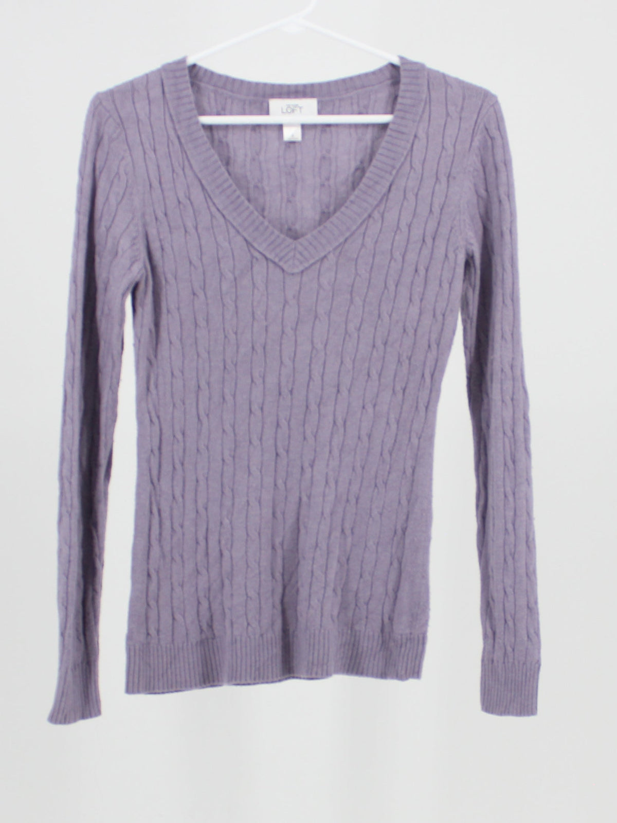 Ann Taylor Loft Cable-knit V-Neck Sweater