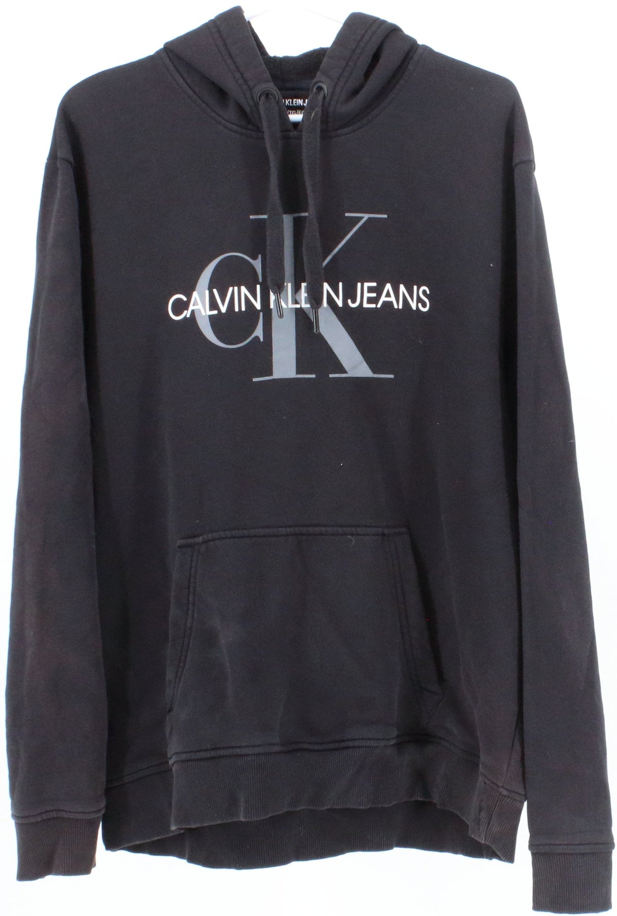 Calvin Klein Jeans Black Hooded Sweatshirt With Front Silk Logo