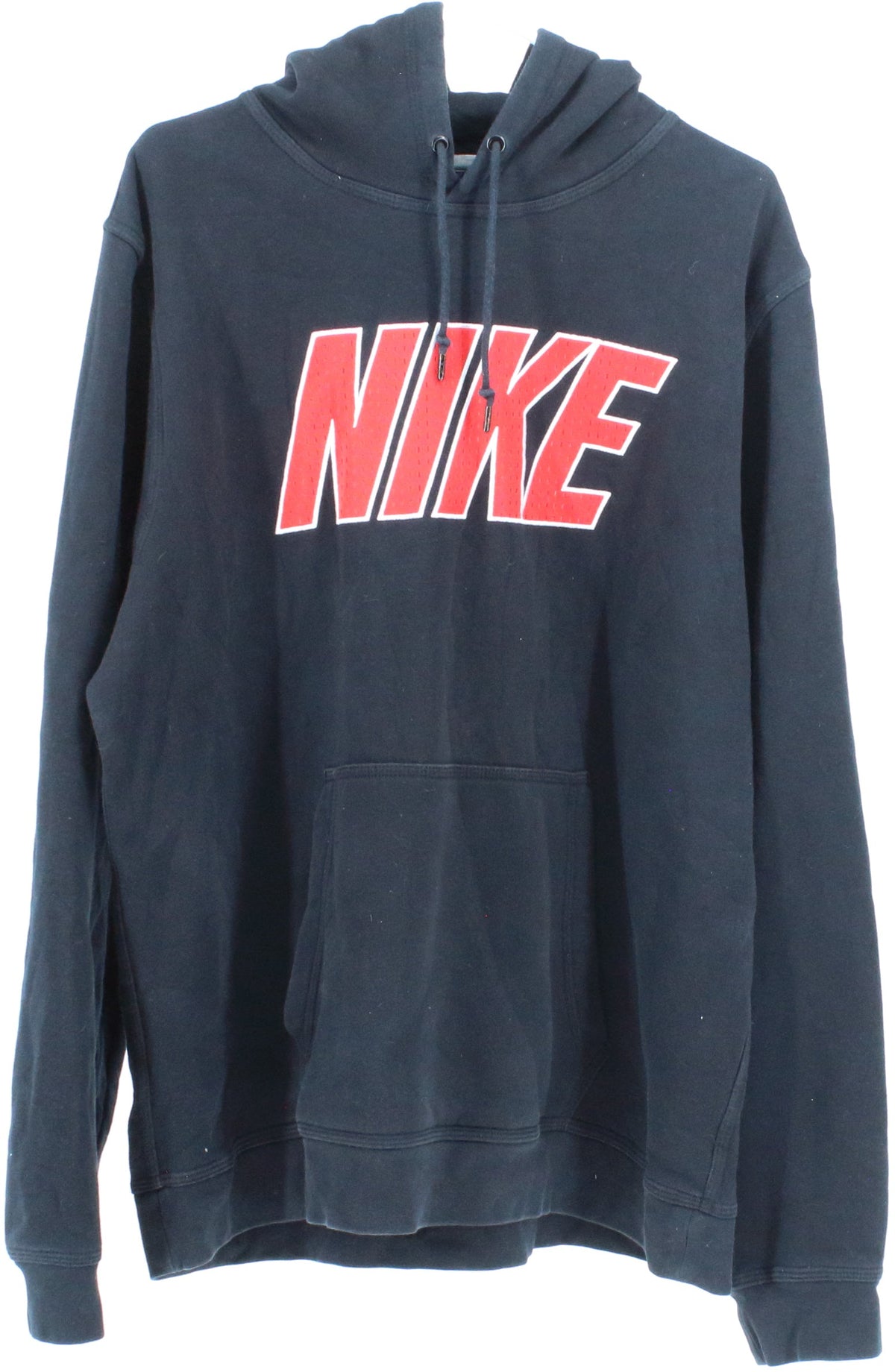 Nike Black Hooded Sweatshirt With Red Logo