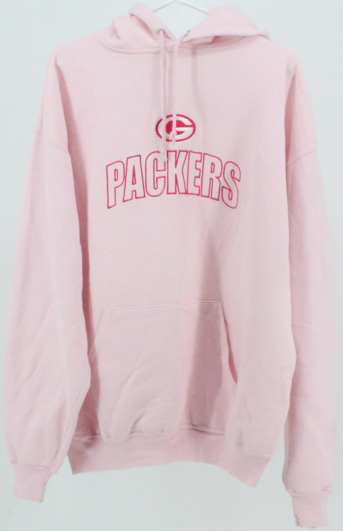 Jerzees Light Pink Green Packers Hooded Sweatshirt