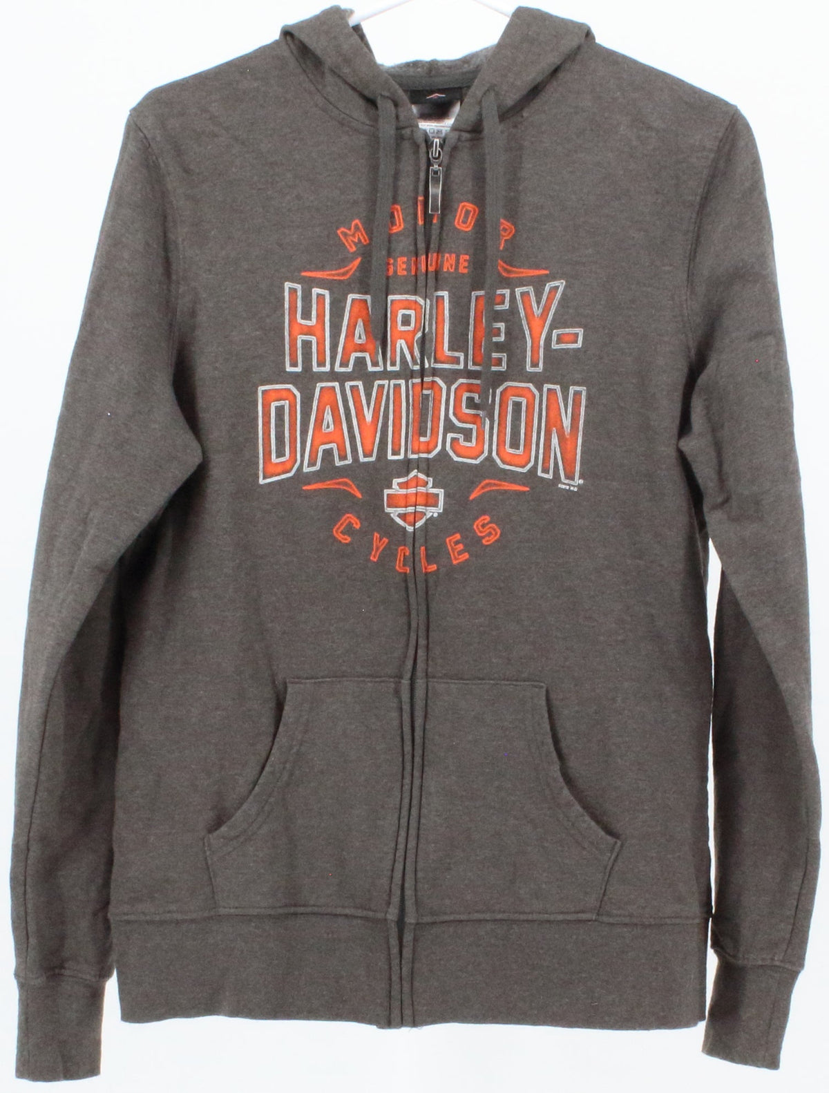 Harley Davidson Motorcycles Grey Full Zip Hooded Sweatshirt