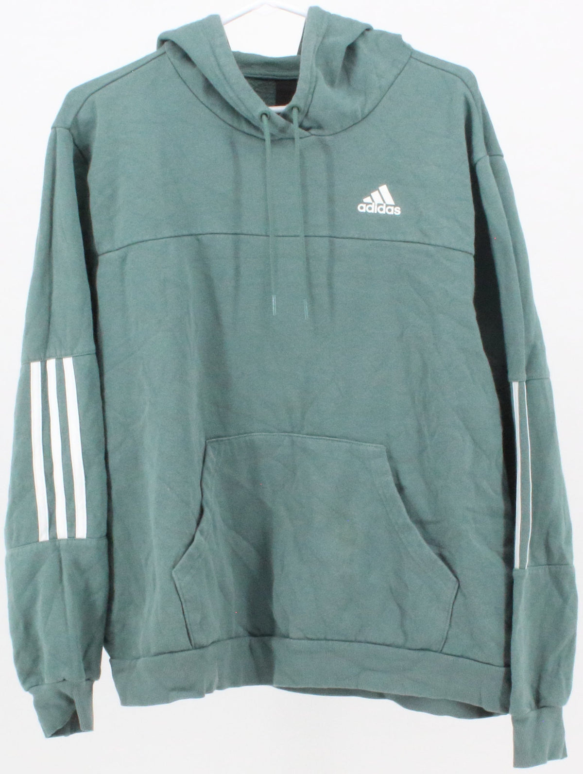 Adidas Green Hooded Sweatshirt With White Stripes