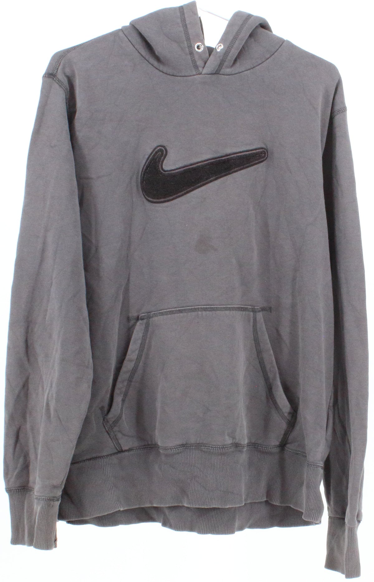 Nike Grey Hooded Sweatshirt With Black Front Logo