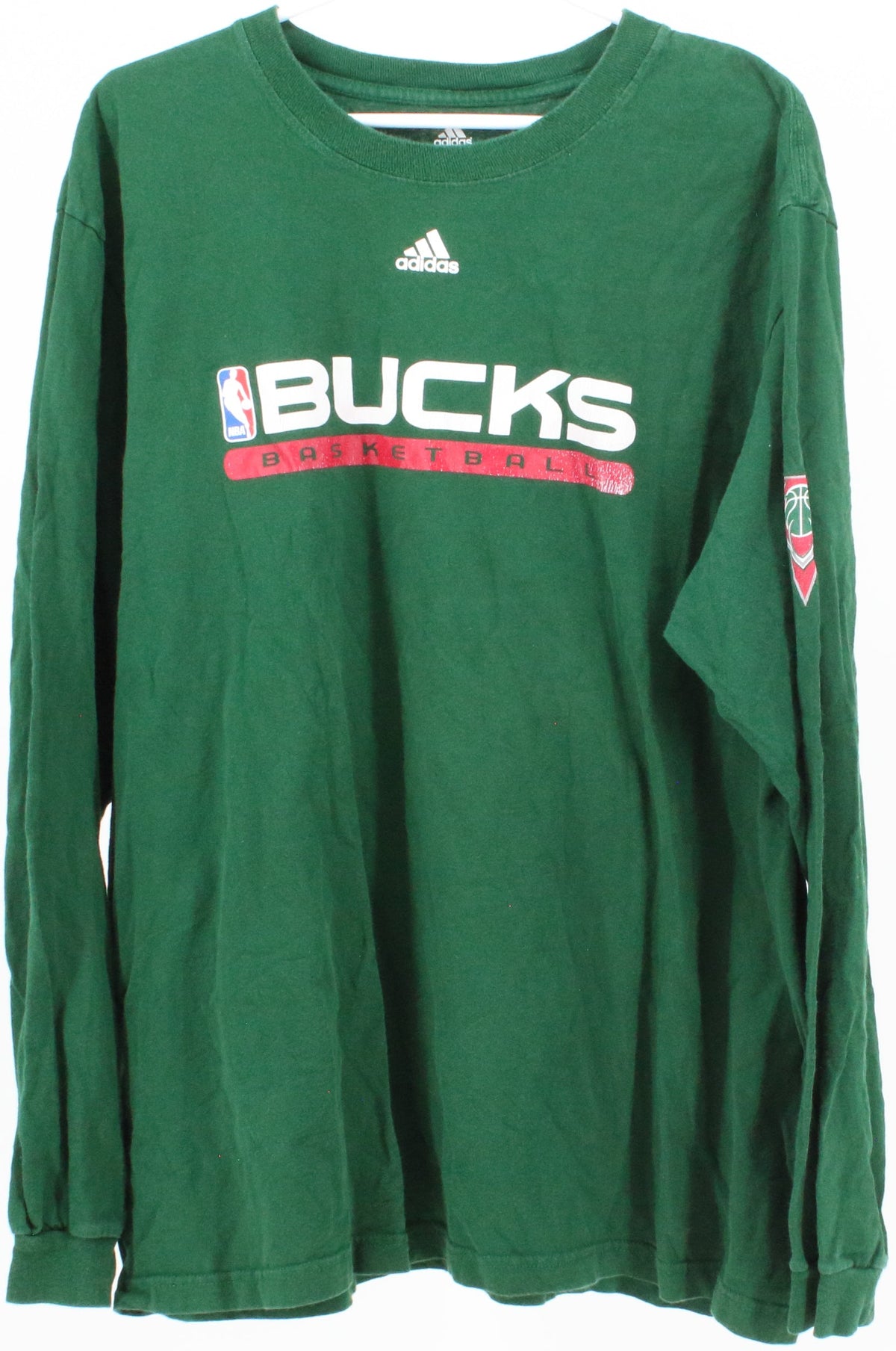 Adidas Bucks Basketball Green Long Sleeve T-Shirt