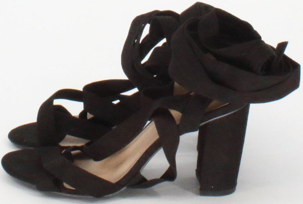 Charlotte Russe Black Lace-Up Block Heel Sandals