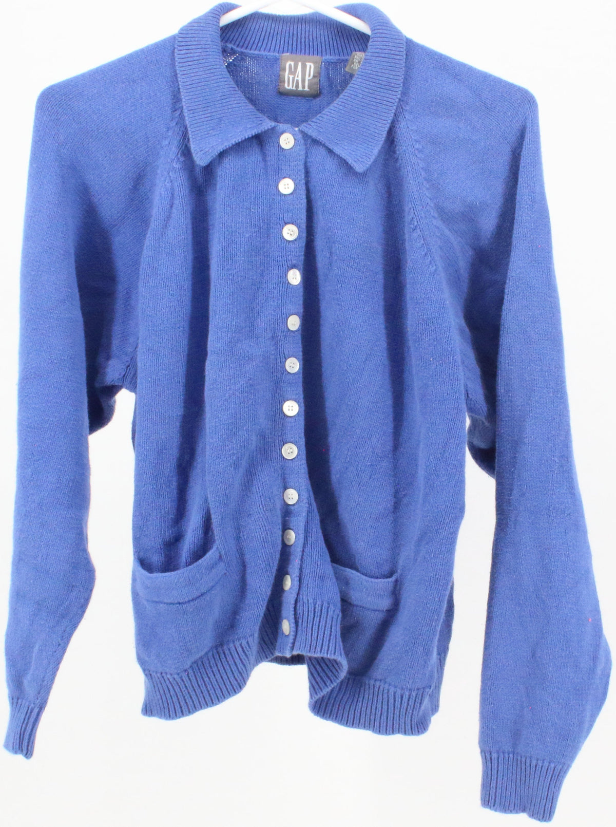 Gap Blue Polo Collar Cardigan Sweater