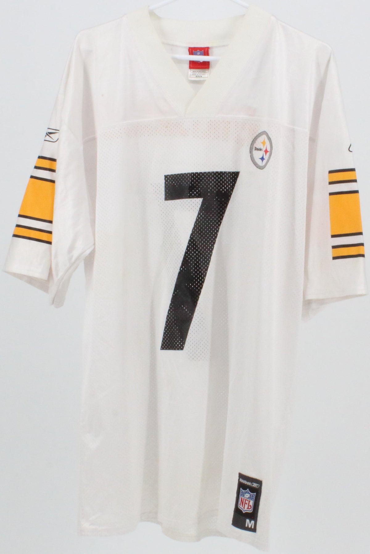 NFL Steelers Roethlisberger 7 White and Yellow Jersey