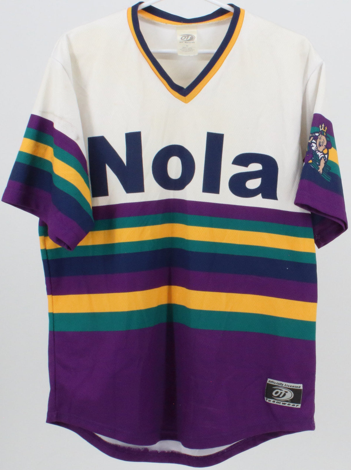 OT Sports Nola White and Multicolor Stripes Jersey