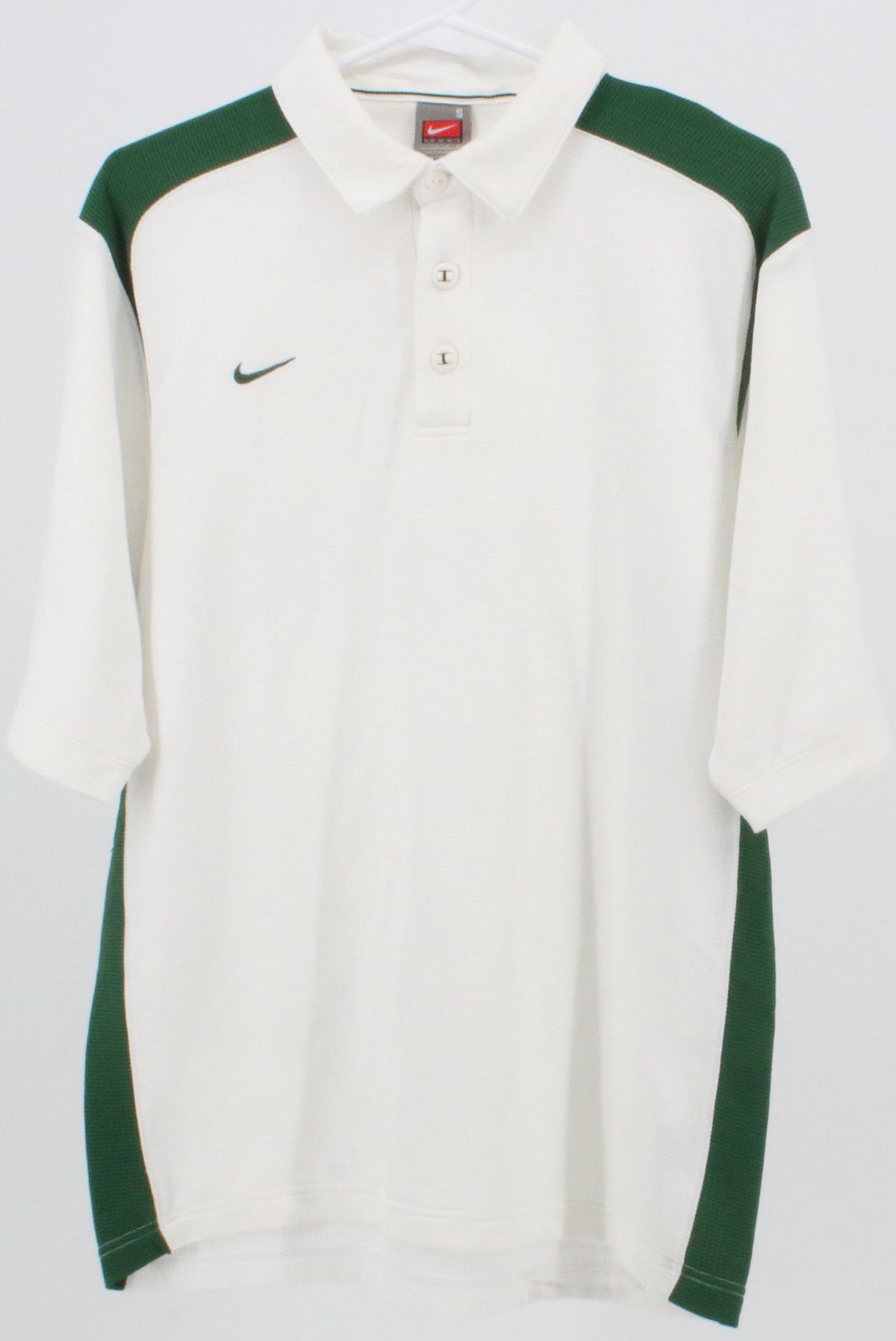 Nike Team Fit Dry White and Green Polo Jersey