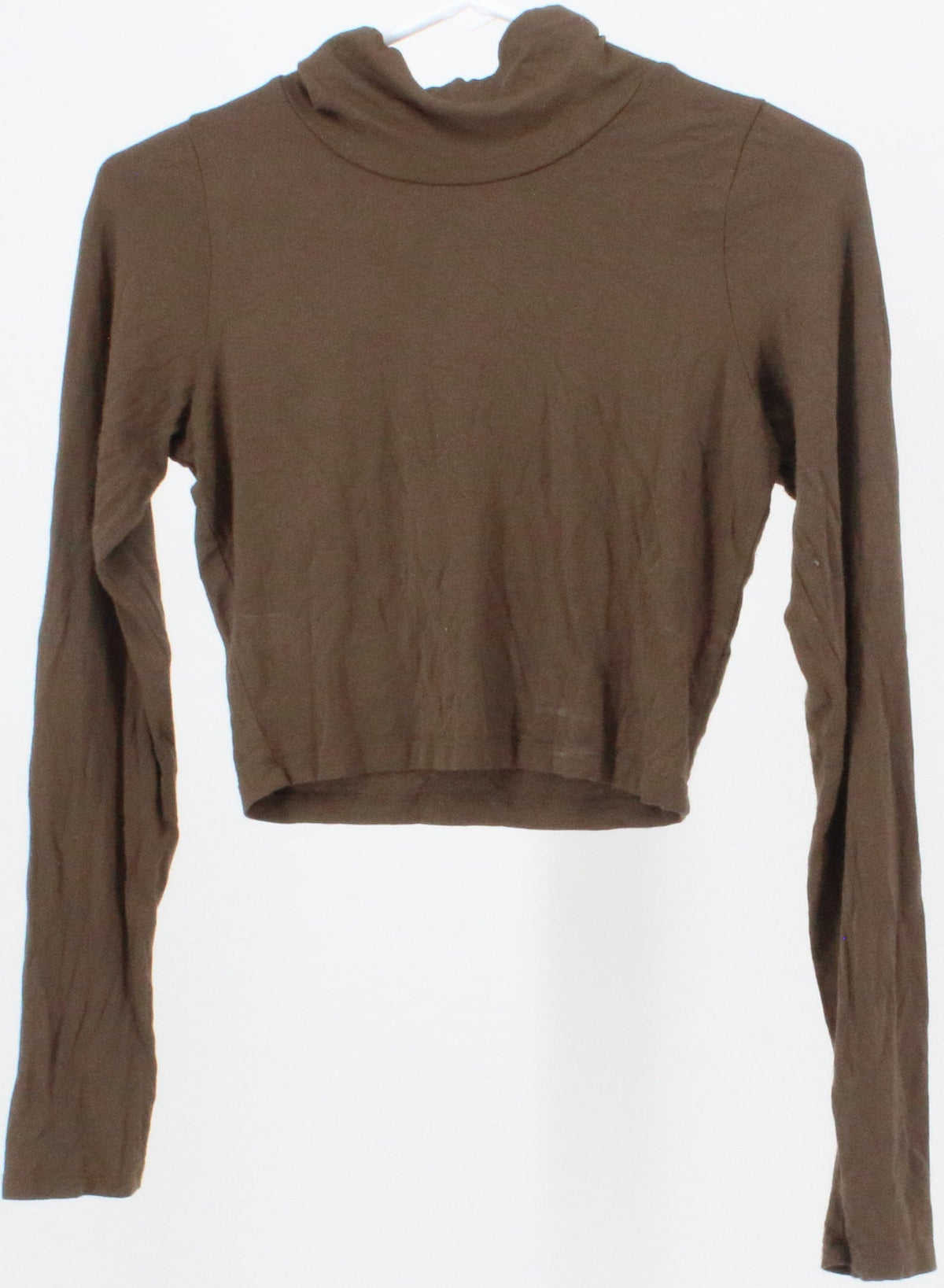 Tobi Military Green Mock Neck Long Sleeve Cropped Top