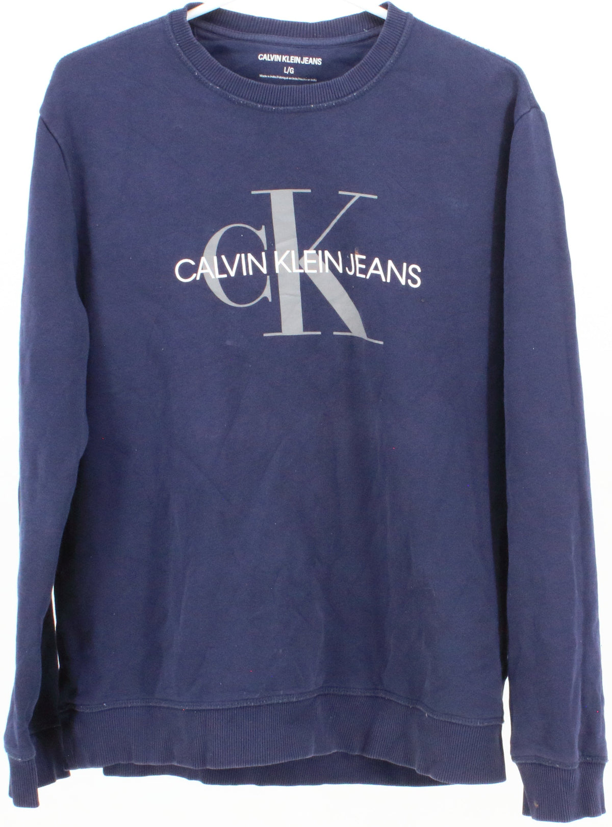 Calvin Klein Jeans Navy Blue Front Silk Sweatshirt