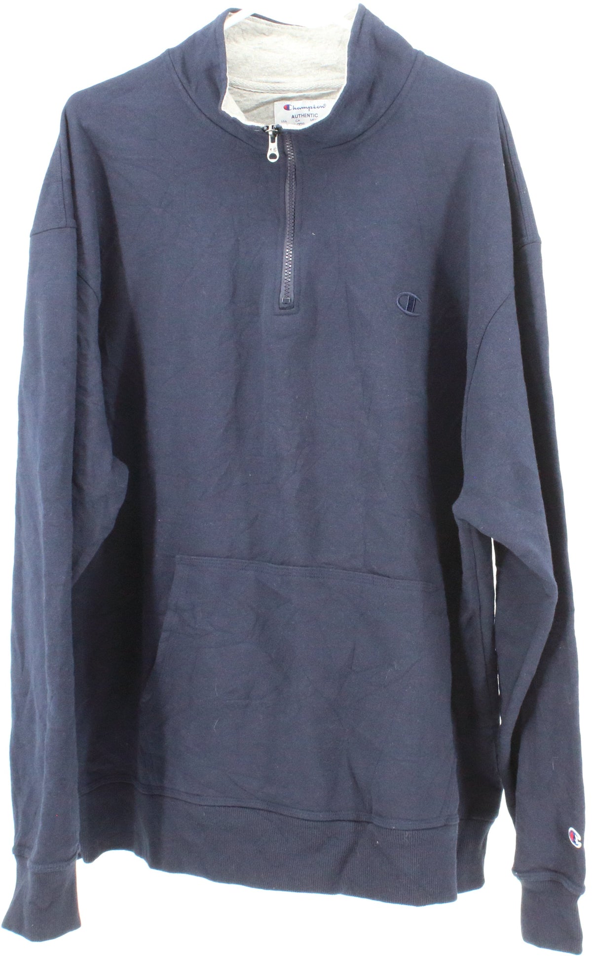 Champion Authentic Navy Blue Mid Zip Sweatshirt