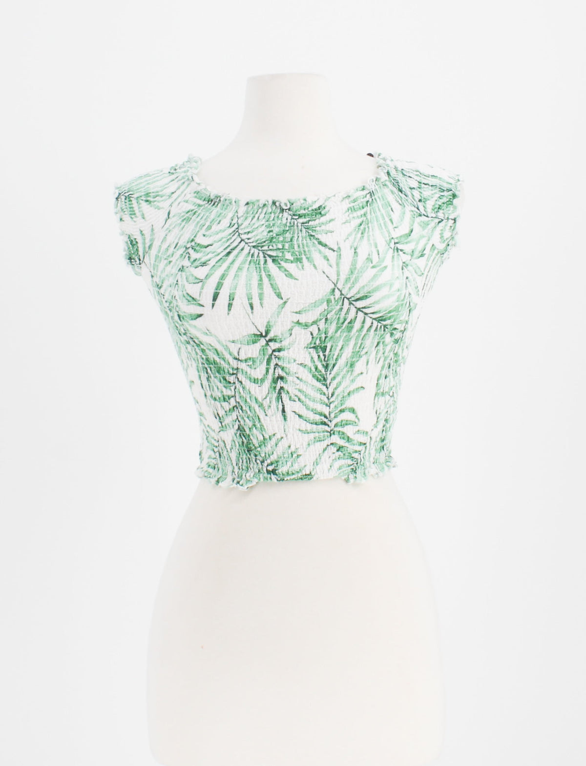 Forever 21 Palm Print Over the Shoulder Cropped top