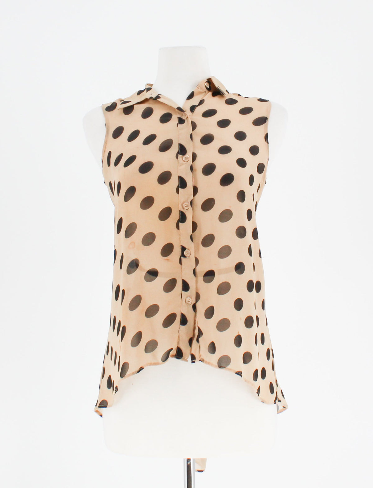 Sans Souci Sheer Polka Dot Sleevless Blouse