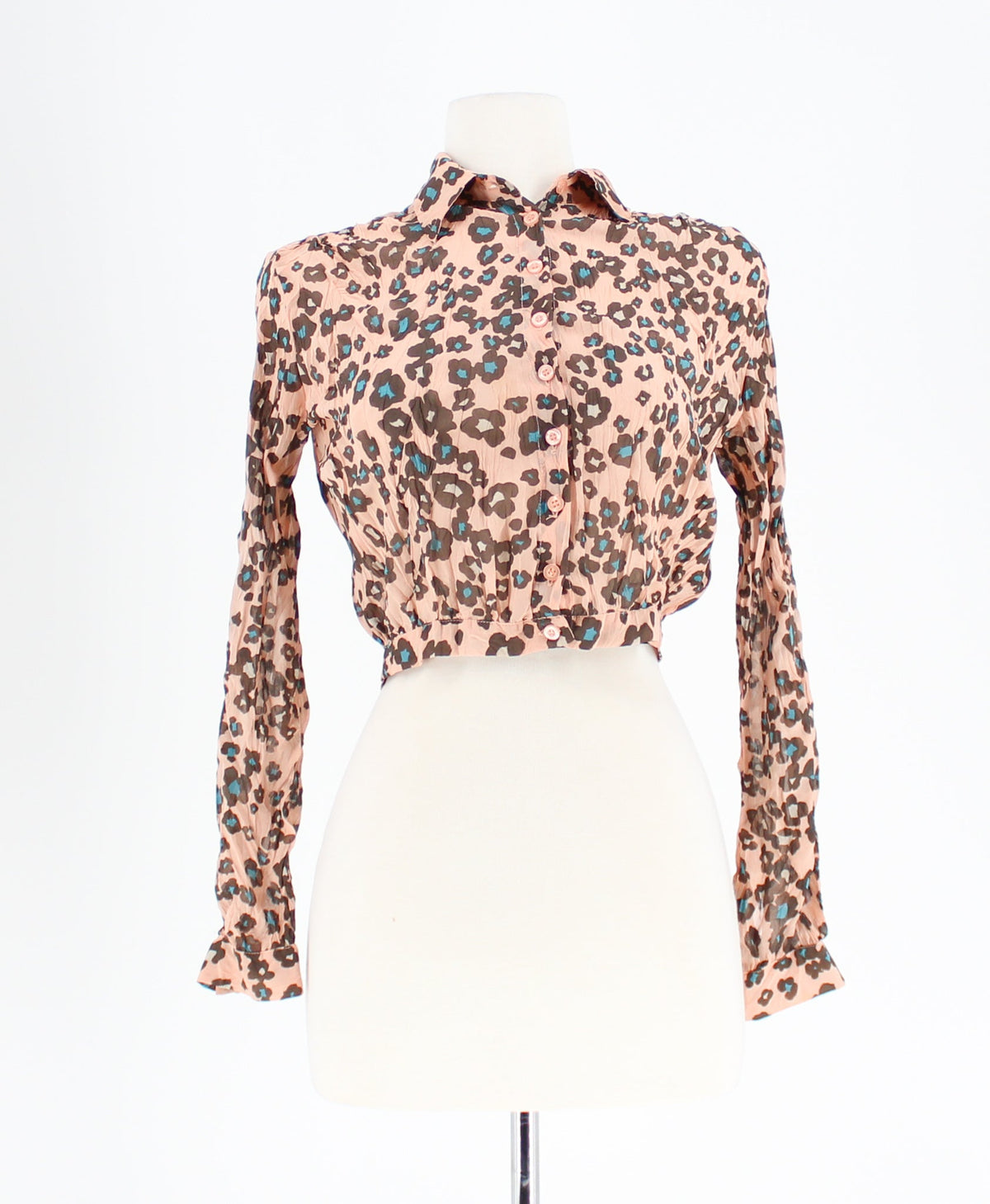 Cropped Leopard Print Blouse